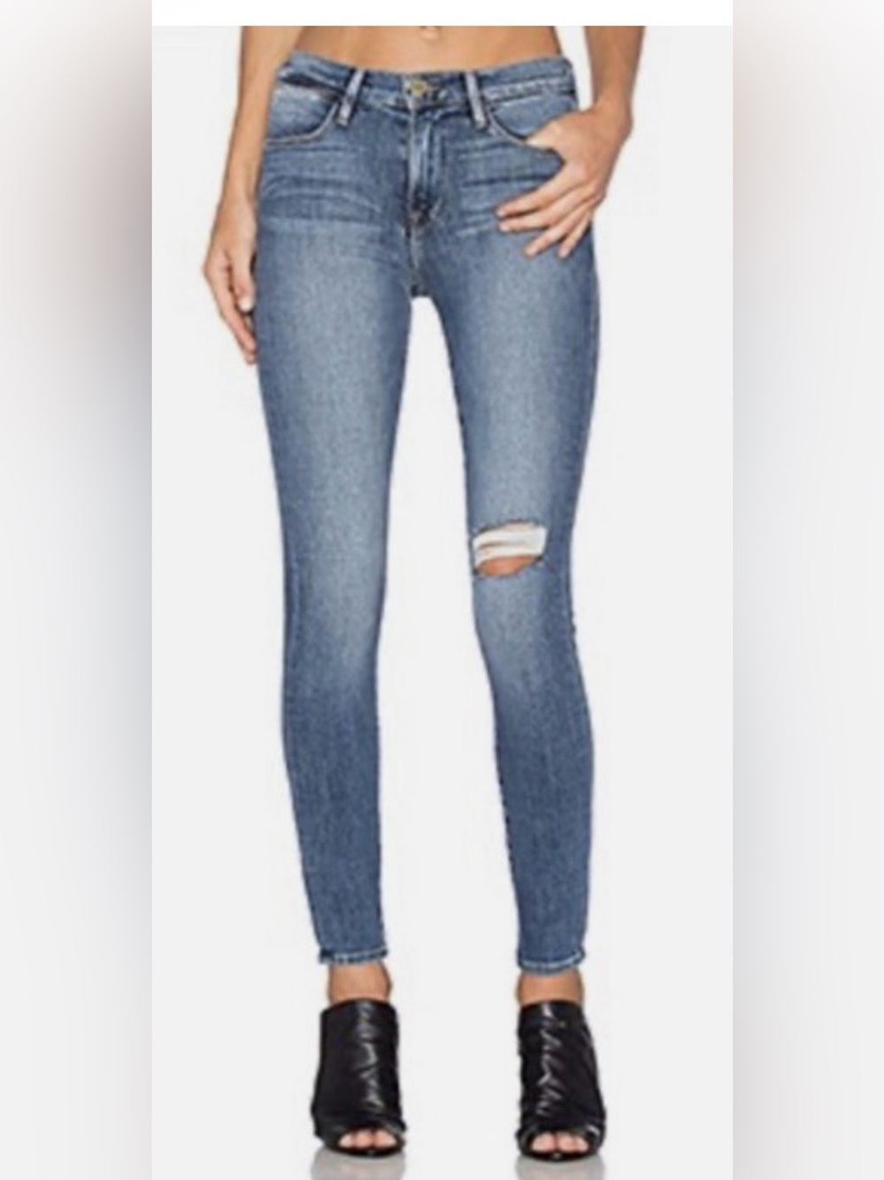 Frame Denim Le High   Skinny Jeans with Knee Rip